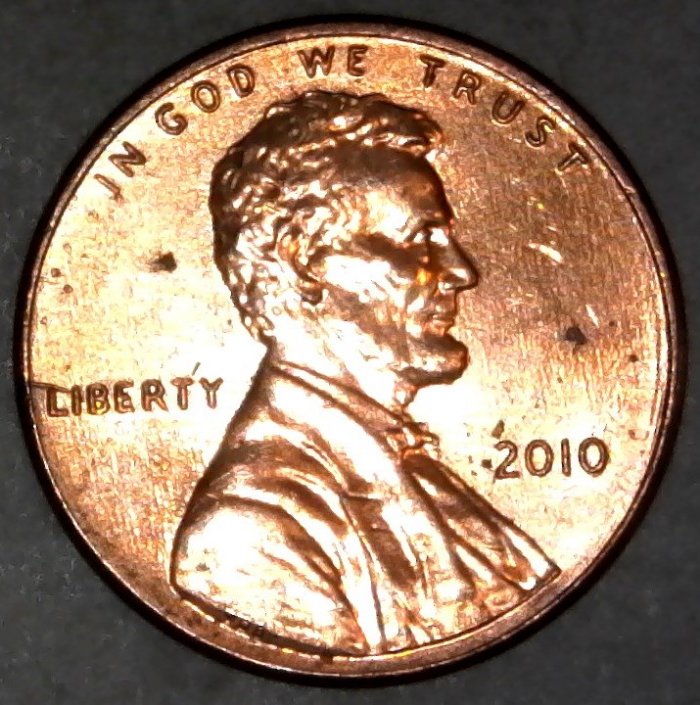 2010-P-Lincoln-Shield-Cent-Struck-Through-Shaved-Off-Rim-Burr!
